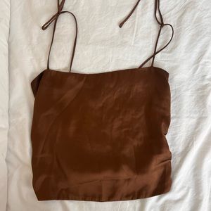 Urban outfitters brown silk crop top